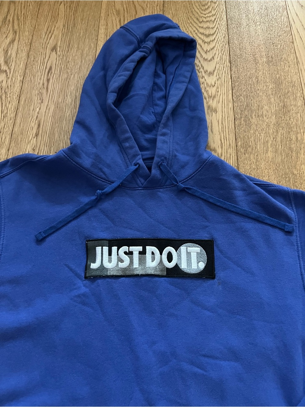 Nike Mens Small Royal Blue Just Do It Stitched Box Logo Pullover Hoodie Small S